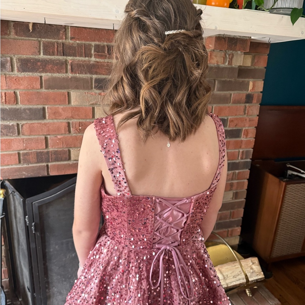Pink Sequin formal homecoming dress - Picture 2 of 4